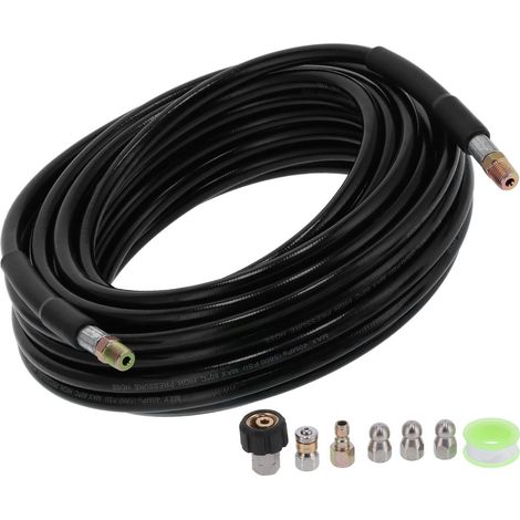Kit de nettoyage haute pression pour canalisations, tuyau de 30 m (100 pi) de 5800 PSI, raccord NPT 1/4 po (1/5)