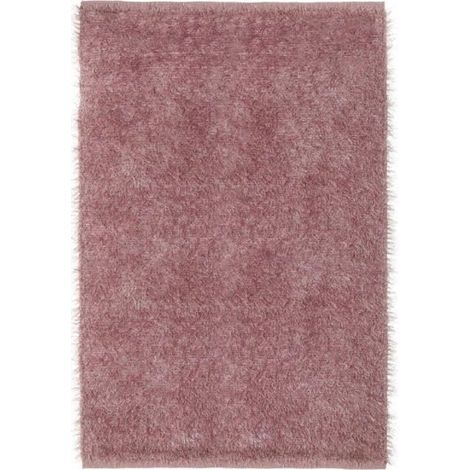 Tapis rectangulaire - JUANIO - Shaggy 180 x 120 cm - Rose clair - 60% coton/40% polyester - Poils longs (1/3)