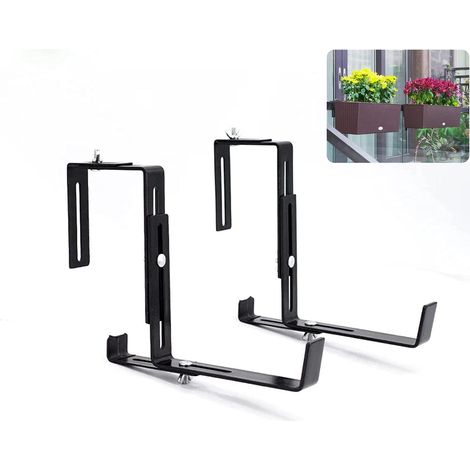 Soporte para macetero de color antracita - Soporte para macetero robusto y regulable en ancho - Colgador de metal para macetero para el balcón (1/5)