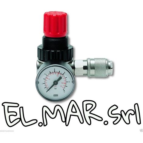 Riduttore di pressione attacco rapido 1/4" F + MANOMETRO per Compressore