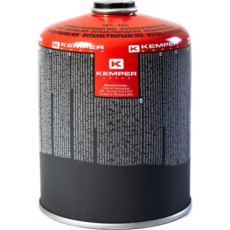 Kemper – Bouteille de gaz 450g – Mélange 70% butane / 30% propane – Valve 7/16 – Homologation TUV – Dimensions Ø105 x 153 mm