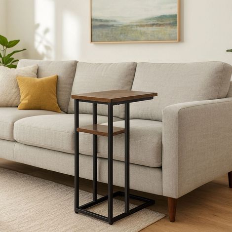 C formiger beistelltisch mit 2 ablagen fur sofa und bett