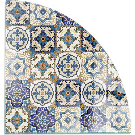 Plaque décorative imprimée sous cheminée et poêle indépendant Protection Thermique Motif mosaïque avec fleurs 1/4 100x100 cm (1/5)