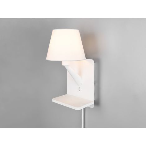 LED Wandleuchte mit Stecker, Schalter & Ladefunktion Weiß, Höhe 31cm (1/5)