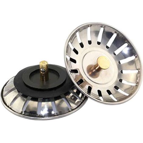 Crépine d'évier - NAMOTU - Lot de 2 - Acier inoxydable - 78 mm - Jaune et Blanc (1/5)
