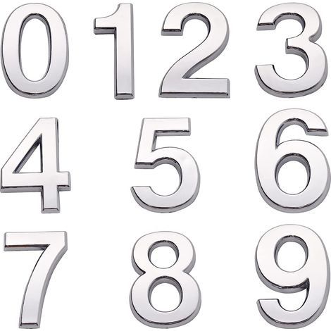 Numéros de maison adhésifs pour boîte aux lettres numéro de porte 0-9 pour appartement chambre bureau (4,3 cm) (1/5)