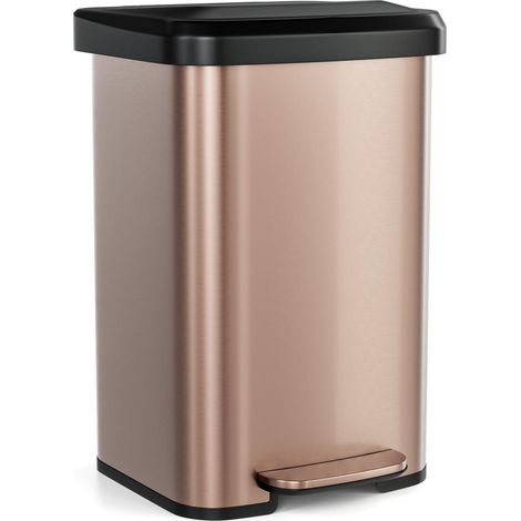 Acier inoxydable doré, poubelle à pédale 13 gallons avec fermeture douce, compartiment désodorisant pour cuisine (1/5)