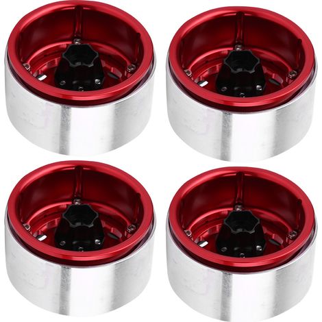 2,2-Zoll-Radnaben aus Aluminiumlegierung für TRX4 SCX10 90046 KM2 Wraith RC-Car (Rot + Schwarz) (1/5)