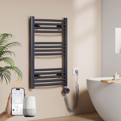 EMKE Elektrischer Handtuchheizkörper 75 x 50 cm 300 W Anthrazit Badheizkörper WLAN-Steuerung, Alexa & Google Home, 7-Tage-Programm (1/5)