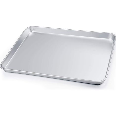 Placa de cocción rectangular de acero inoxidable HaWare, 40 x 30 x 2,5 cm, ideal para cocinar y servir. No tóxica y saludable, fácil de limpiar.