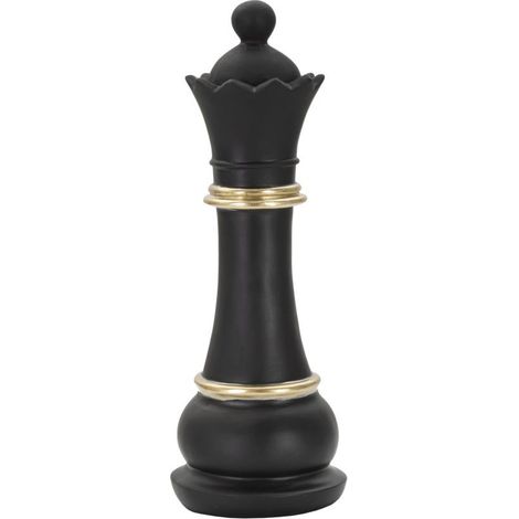 Pièce d'Échec en Résine "Renne" 25cm Noir (1/5)