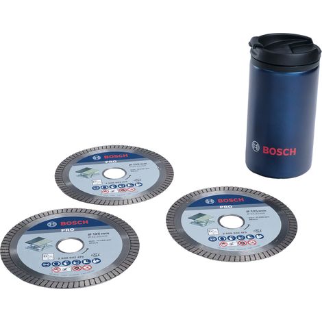 Jeu de disques à tronçonner diamantés PRO Ceramic Bosch, 3 pièces, 125 x 22,23 mm + godet