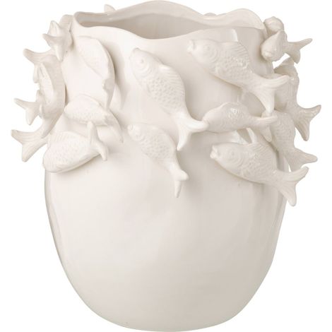 Vase poisson en poterie écrue - écru (1/3)