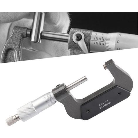 Micromètre Micromètre Diamètre extérieur Acier au chrome vanadium Instrument de mesure de verrouillage en spirale 25-50 mm (1/5)