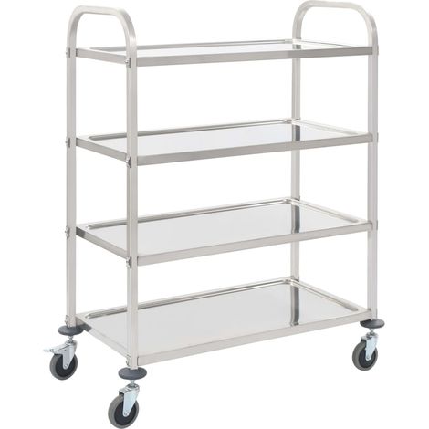 4-Tier Kitchen Trolley 107x55x125 cm Stainless Steel vidaXL