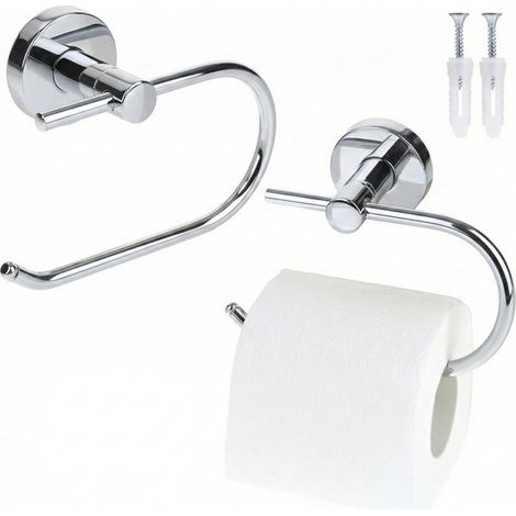 Porta carta igienica per il bagno, appendiabiti da bagno color argento (1/5)