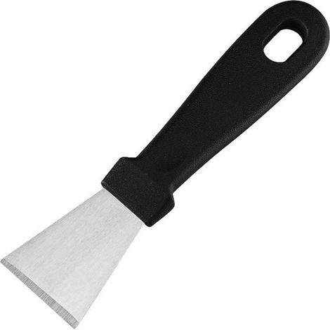Spatola da cucina in acciaio inox per la pulizia, paletta per vapore e olio, per frigorifero, sbrinamento, congelatore, raschietto per ghiaccio per la casa, grande, nera (pala dritta) 33 g / 1,2 oz. (1/5)