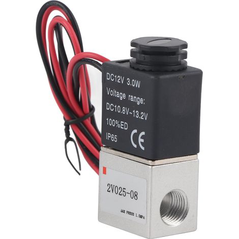 Électrovanne 2 positions 2 voies en alliage d'aluminium normalement fermée, G1/4 po 2V025‑08DC12V