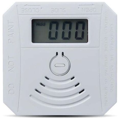 Détecteur de gaz Détecteur de fumée de monoxyde de carbone combiné Détecteur de fumée CO à piles avec écran d'affichage LED Flash Alarme sonore Motif d'avertissement sonore blanche (1/4)