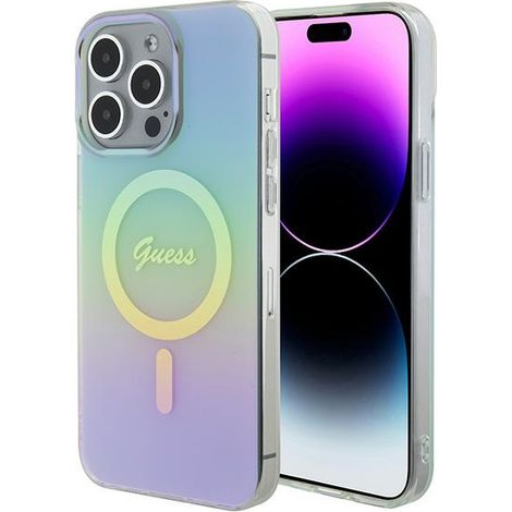 Guess GUHMP15XHITSQ iPhone 15 Pro Max türkisfarbene Hartschalen-Schutzhülle mit IML-Schimmer und MagSafe-Funktion (1/5)