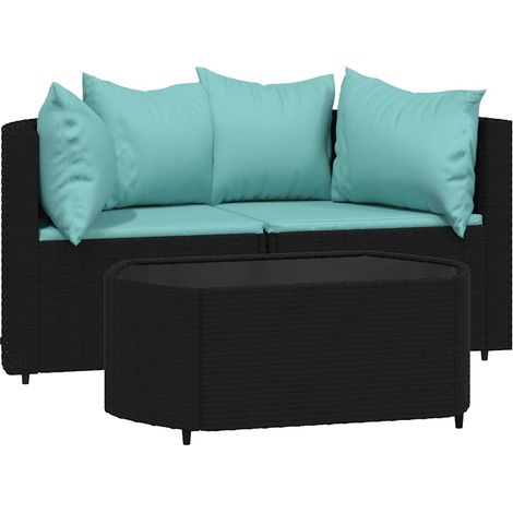 Maison Exclusive - 3-tlg. Garten-Lounge-Set mit Kissen Schwarz Po