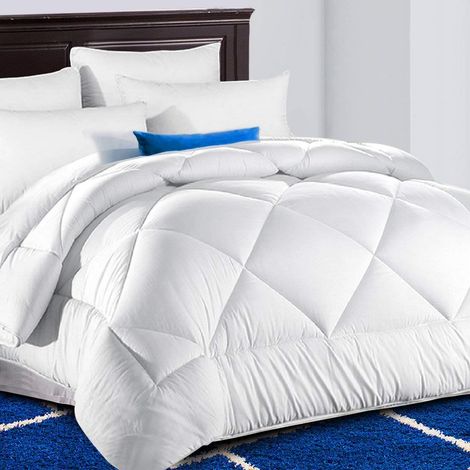 Couette pour très Grand lit avec languettes d'angle pour Housse de Couette série 1200, Alternative au Duvet d'oie des neiges, réversible, hypoallergénique, Blanc Neige, 228,6 x 259,1 cm (1/5)