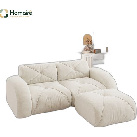 Canapé modulable en chenille beige 204 x 171 x 76 cm HOMAIRE (1/5)