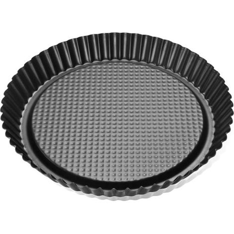 Plat à tarte renversé - 1 pièce - Acier noir - Fond amovible pratique - Pour la pâtisserie maison et professionnelle - 30 cm (1/5)