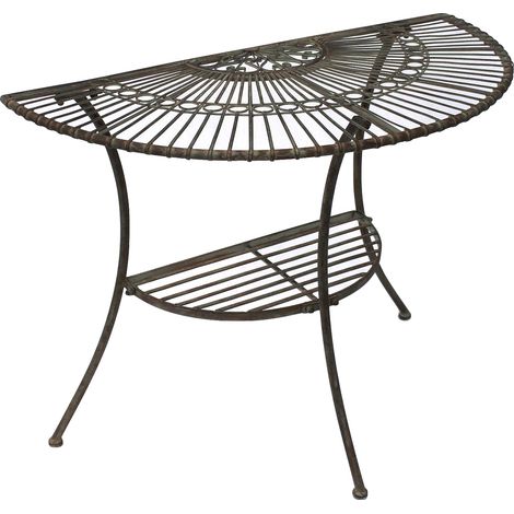 DanDiBo Tisch Halbrund Wandtisch Malega 100531 Beistelltisch aus Metall 100 cm Gartentisch Halbtisch Halbrundtisch Wandkonsole Konsole Wand (1/5)