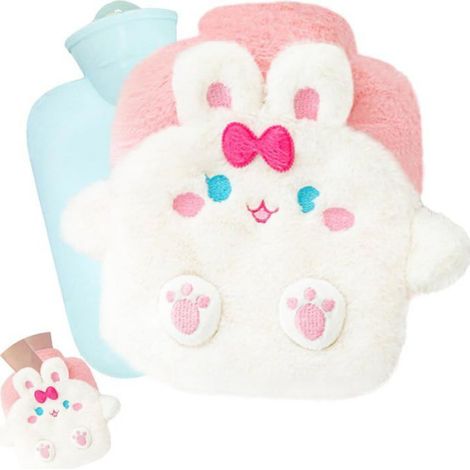 Bouillotte Avec Housse d'Eau Chaude en Silicone-Mini Peluche Recyclable, Sûre et Durable Pour l'Hiver-Pour Dames, Hommes et Enfants (1/5)