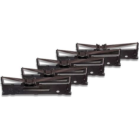 vhbw 5x Ribbon Cartridge Replacement for Epson C13S015307 for Dot Matrix, Receipt Printer - Black Ink Ribbon