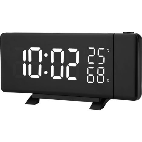 Horloge numérique à projection LED 3 couleurs, affichage de l'heure, de la température et de l'humidité, radio FM, 12 (1/5)