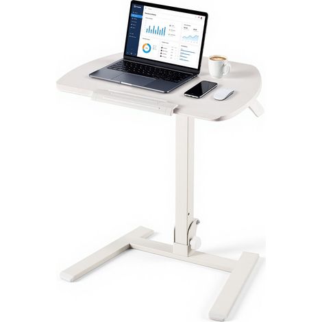 Bureau Assis-Debout Réglable en Hauteur 650x480 mm Déjà Assemblé, Plateau Inclinable, Bureau Pliable pour Ordinateur Portable, Télétravail et Maison, 2 Roulettes Dissimulées, Charge Max. 15 kg (1/5)