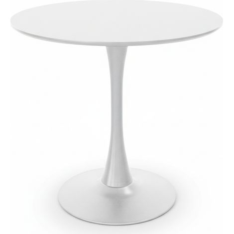 Tavolo Tondo Moderno Top 3D Ø 80 cm H 73 cm Mobile Cucina Salotto bianco