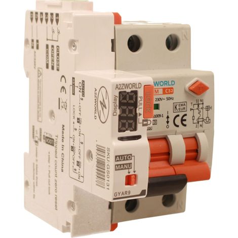 RCBO Interruttore Magnetotermico Differenziale Con Riarmo Automaico, Tipo A Curva C 1P+N 3M 6000A 300mA AC 230V IP20 IEC61009-1 PL8HM, 3 Tentativi (10s/60s/300s), Corrente Disponibili 6A 10A 16A 20A 2