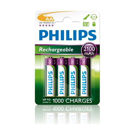 Piles philips rechargeables r-6 2100mah pack 4