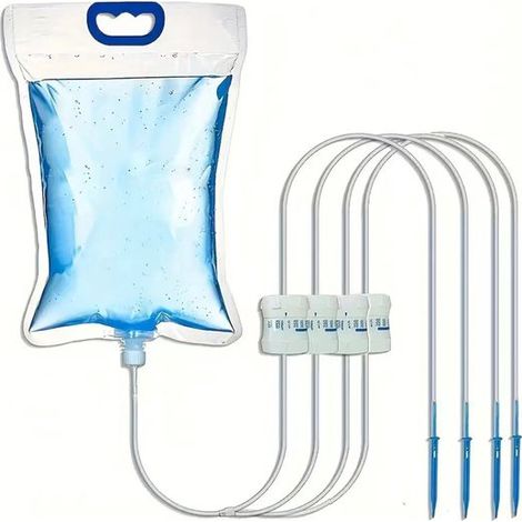 Système d'arrosage automatique – Kit d'irrigation goutte à goutte de 5,2 L – Système d'irrigation réglable – Sac d'eau pour plantes en pot et d'extérieur – 4 sorties (1/5)