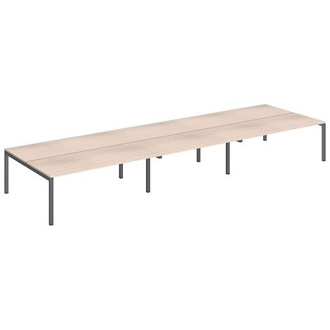 Pôle 6 bureaux droits Teamline L 540 cm - plateaux chêne clair piètement métal anthracite arche - Maxiburo