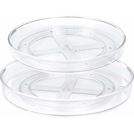 2er-Set drehbare Küchentabletts (Lazy Susan), 360° drehbare Aufbewahrungstabletts für Küche und Bad (27 x 4,6 cm + 23,5 x 3,8 cm) - Crezuo