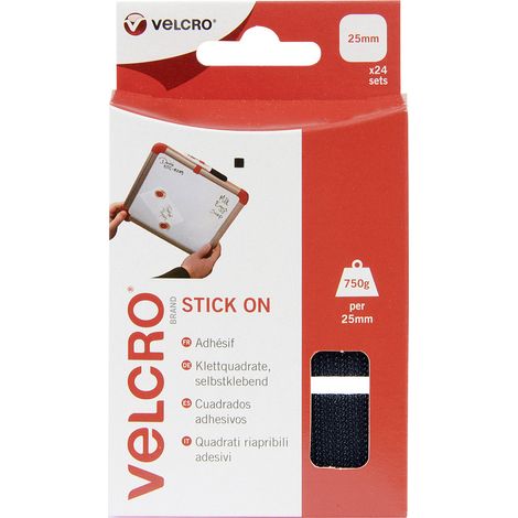 VELCRO® VEL-EC60236 Klettquadrate zum Aufkleben Haft- und Flauschteil (L x B) 25 mm x 25 mm Schwarz