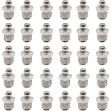 30pz Nipplo per grasso dritto M10x1 Filettatura nichelata Raccordo per pistole per grasso Punta per auto Moto (1/5)