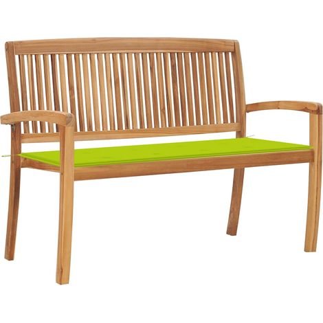 Stapelbare Gartenbank mit Auflage 128,5 cm Massivholz Teak (1/5)