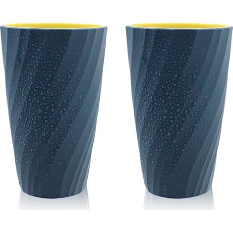 Lot de 2 tasses incassables pour brosse à dents, souples et résistantes, avec porte-brosse à dents intégré (bleu). (1/5)