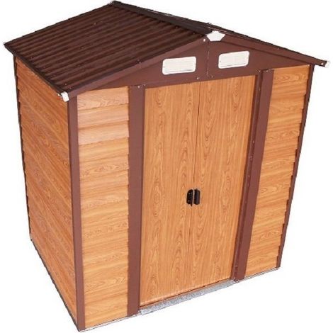 Box Casetta Rimessa Ripostiglio per Giardino Lamiera Zincata Effetto Legno 152x193x203h (1/2)