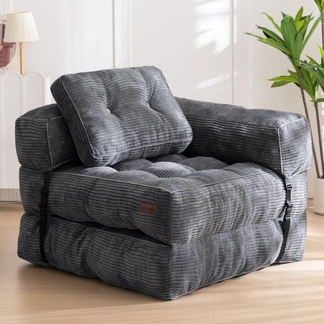 Canapé-lit Pliable en Velours côtelé Convertible avec Coussin - 160 x 80 cm - Canapé lit Confortable pour Chambre à Coucher, Salon (1/5)