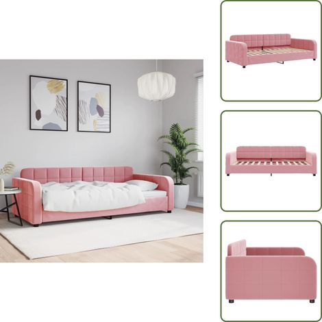 vidaXL Lit de repos sans matelas rose 90x200 cm velours (1/5)