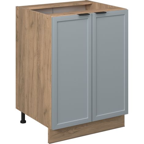 Meuble bas de cuisine Fame-Line, Bleu clair-gris, 60 cm sans plan de travail, Vicco