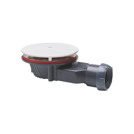Bonde de douche extra-plate WIRQUIN Slim+ D90 dôme ABS blanc mat (1/5)