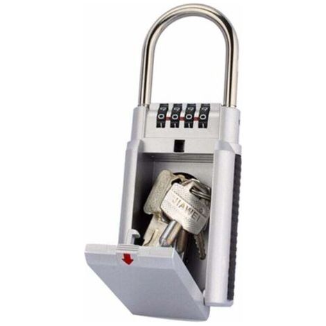 Caja de seguridad para llaves, caja de llaves con combinación, caja fuerte de almacenamiento con combinación, almacenamiento seguro - Plata