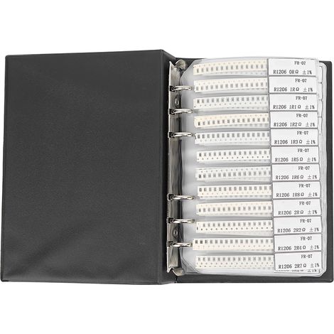 Carnet d'échantillons de résistances série 1206, 170 types, accessoires électroniques, plastique noir (1/5)